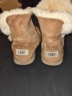UGG Kids Chestnut Suede Shearling Cuff Boots